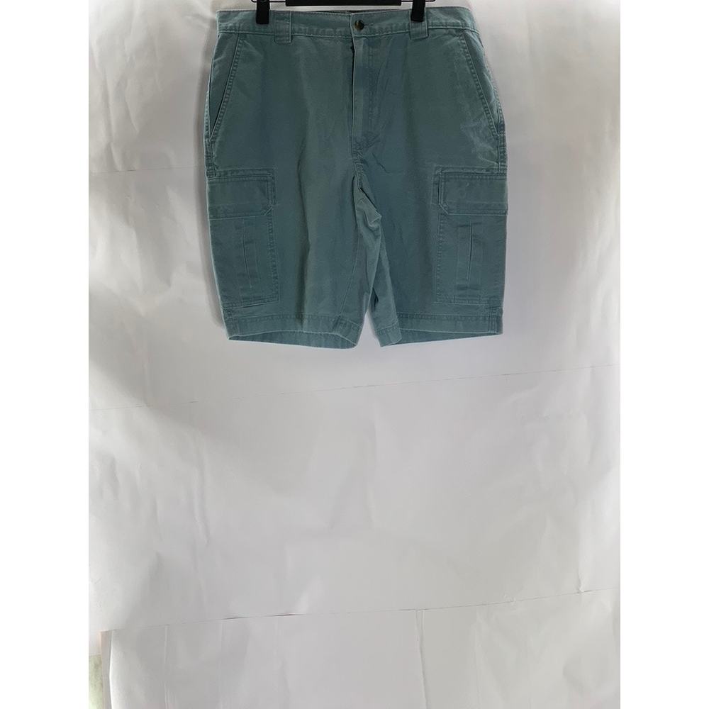 L.L. BEAN Men's Teal Solid Casual Regular-Fit Tropic-Weight Cargo Shorts SZ 33